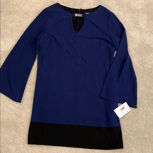 Navy wide sleeve dress